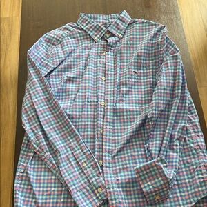 Vineyard Vines Blue, Pink and Green Plaid Button-Down Shirt